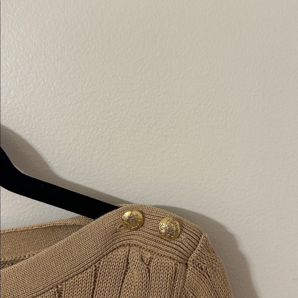 Lauren Ralph Lauren Womens Tan Cable Knit Boatneck Cotton Sweater Size XL Preppy - Picture 3 of 7
